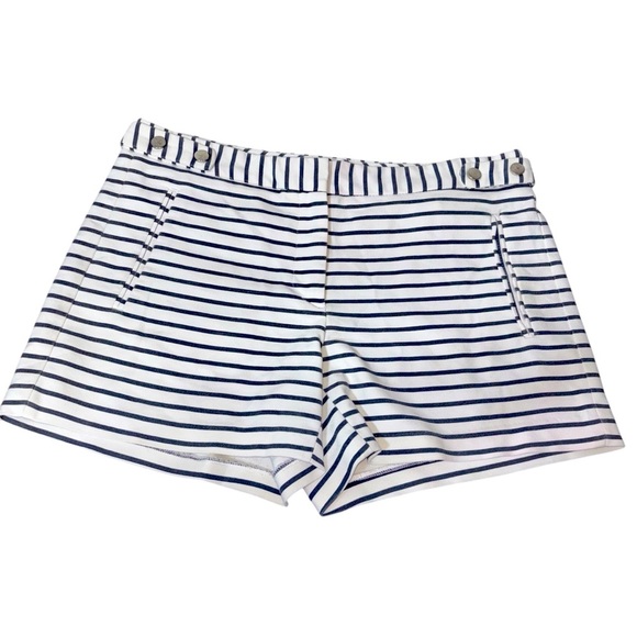 Zara Striped Women's Medium Shorts Faux Pockets Zipper Summer Beach Casual - Picture 1 of 8